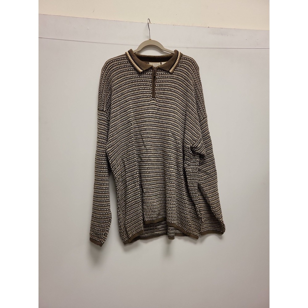 Arizona Jean Company Sweater Mens XL Brown Pattern Ramie Blend Long‎ Sleeve Knit